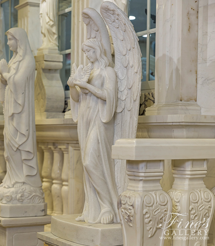 Marble Memorials  - Angel With Dove Memorial - MEM-491